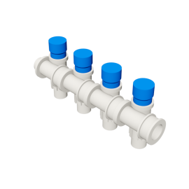 Valsir Pexal EASY 4-way modular manifold with cap cold water