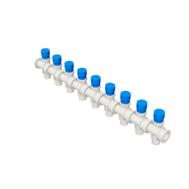 Valsir Pexal EASY 9-way modular manifold with cap cold water
