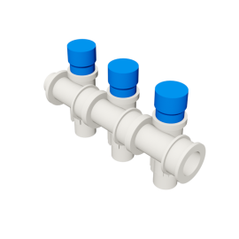 Valsir Pexal EASY 3-way modular manifold with cap cold water