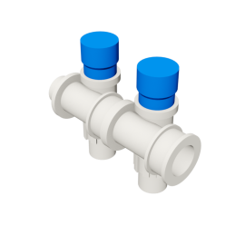 Valsir Pexal EASY 2-way modular manifold with cap cold water