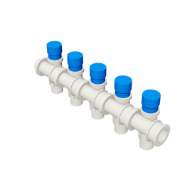 Valsir Pexal EASY 5-way modular manifold with cap cold water